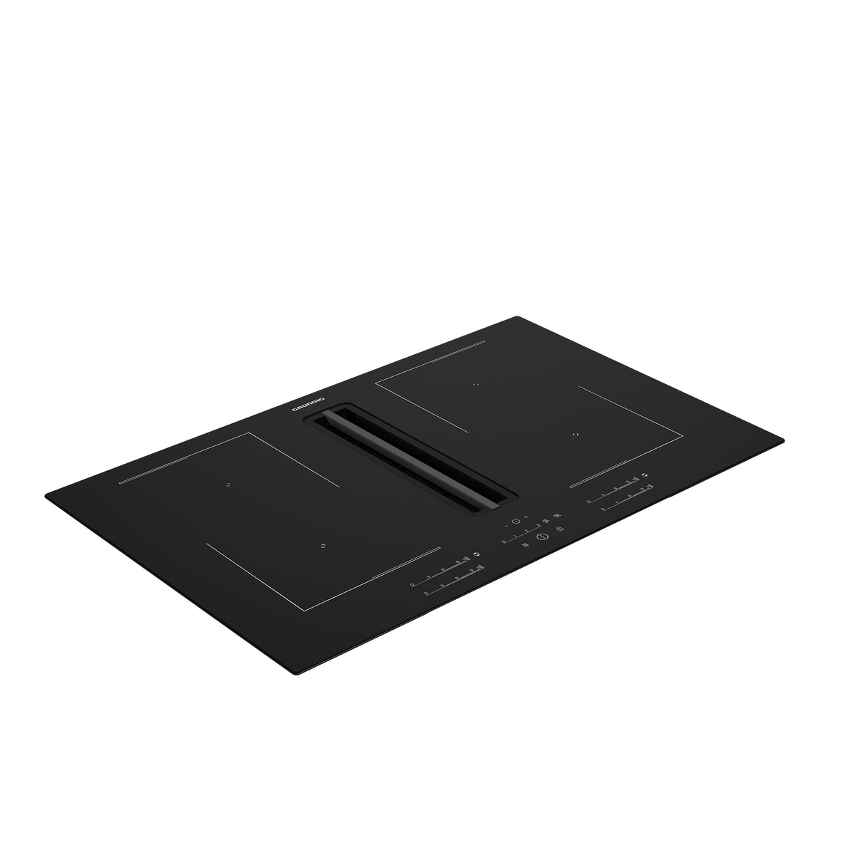 Grundig Einbau-Induktionskochfeld GIEH 834480 P – 80 cm, 4 Zonen, integrierter Dampfabzug – schwarz