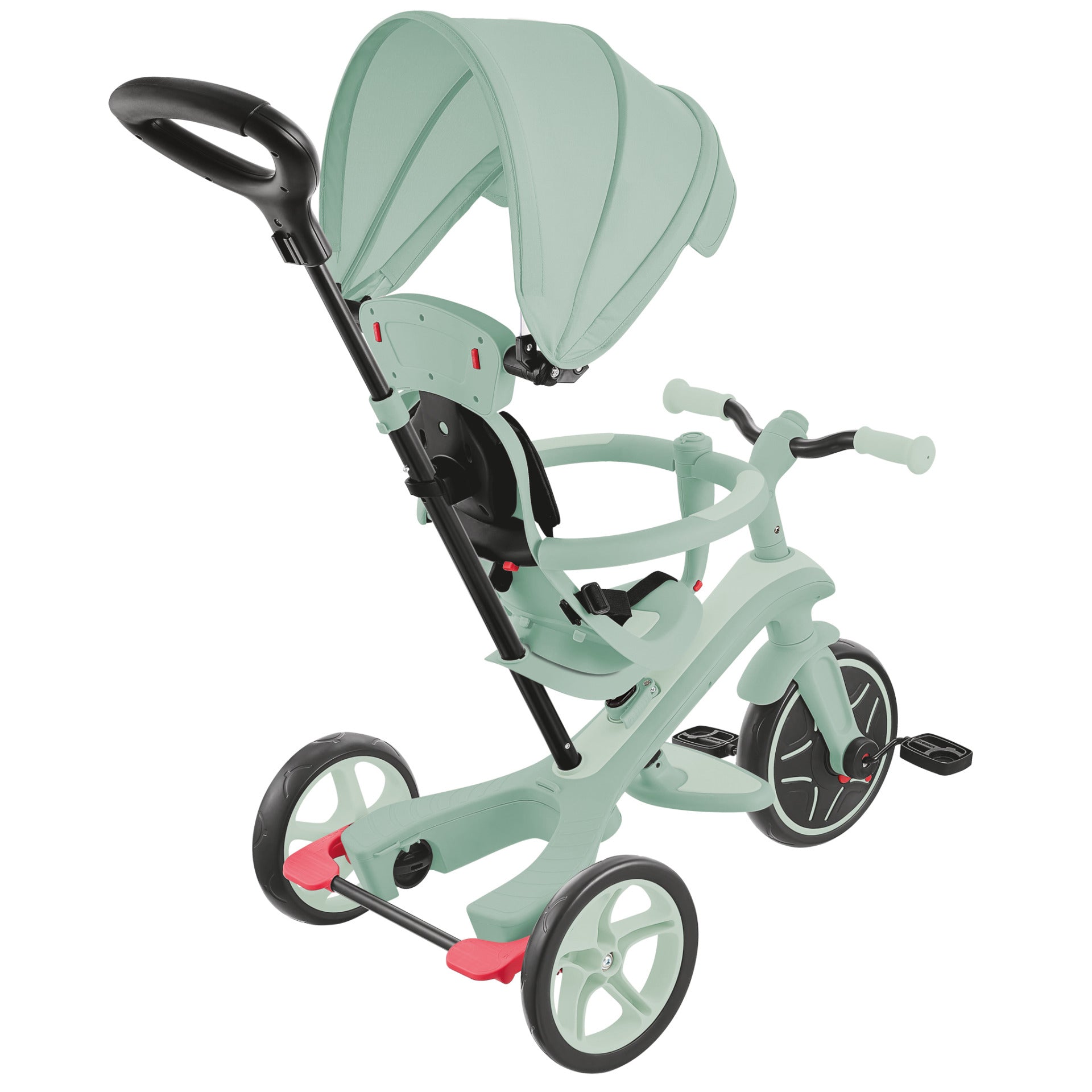 Globber Explorer 4-in-1 Dreirad – Schiebestange, verstellbarer Sitz – Ø 25,4 cm – ab 10 M. – Pistazie