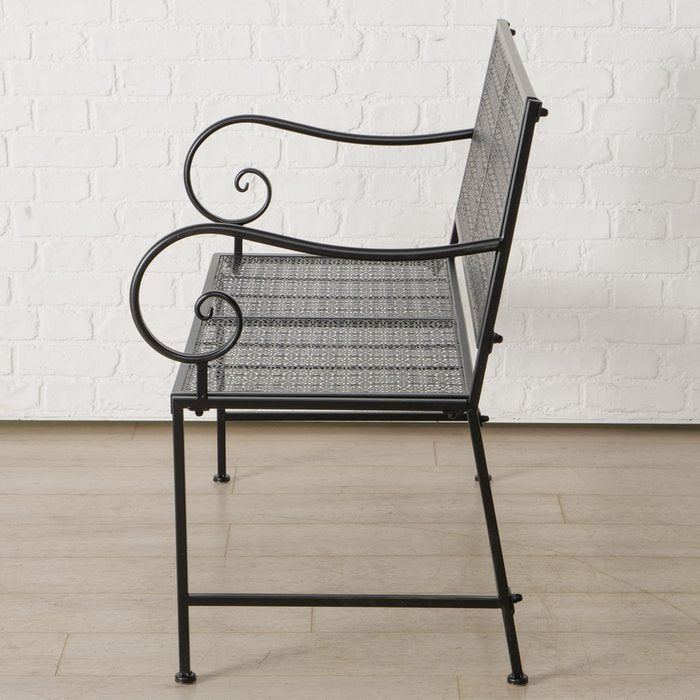 Boltze Marisa Gartenbank – B 112 × T 60 × H 89 cm – Metall, Schwarz – 2 Sitzplätze – für Erwachsene und Kinder