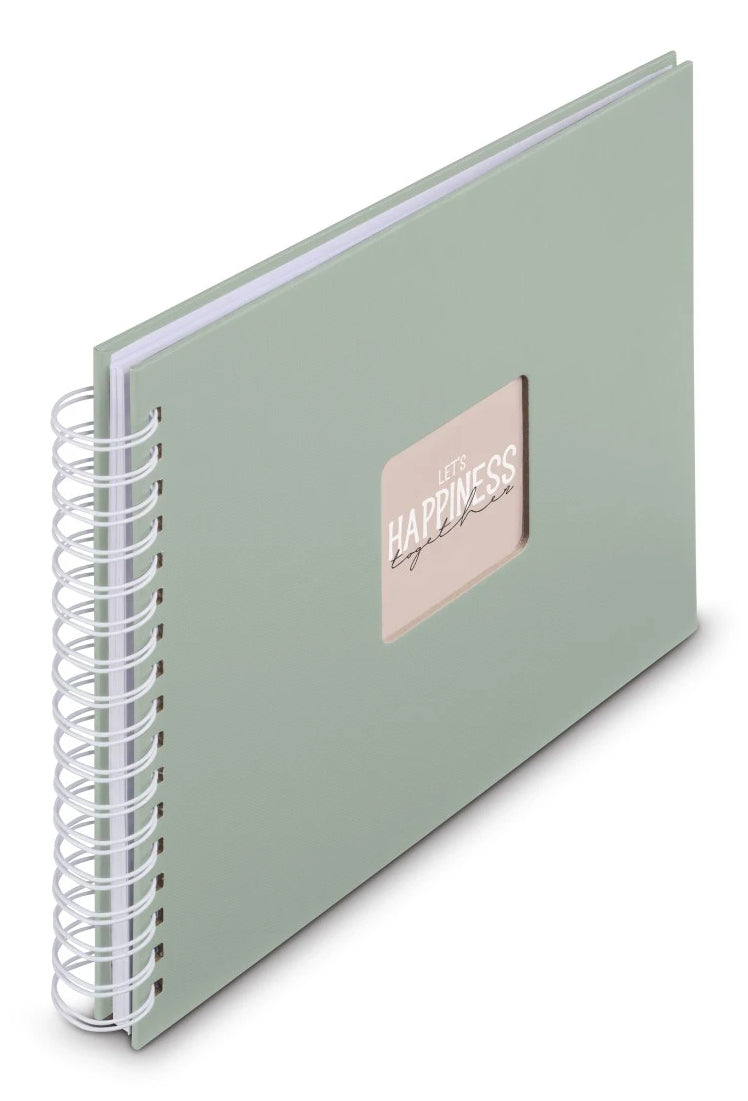 Hama Fine Art – Fotobuch, Spiralbindung, Weiss, 28 × 24 cm, Papier, Salbei, mit integrierter Einstecktasche