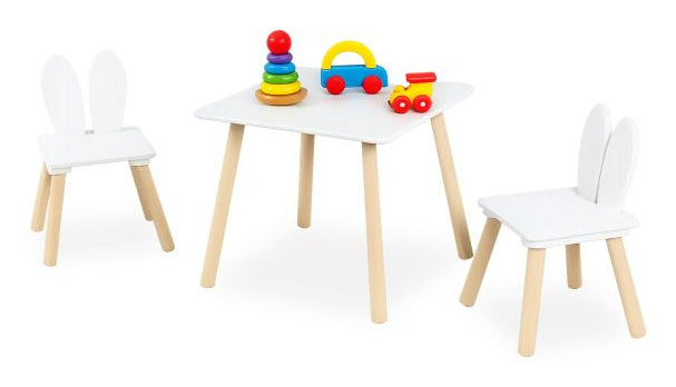 Relaxdays Bistro-Set – Weiss, Hellbraun – MDF-Platten – Tisch 50 × 50 × 44 cm – Für den Innenbereich