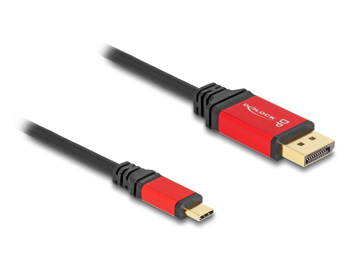 DeLOCK USB-C auf DisplayPort Kabel DP 1.4 8K 30 Hz – 1 m – HDR – Schwarz/Rot