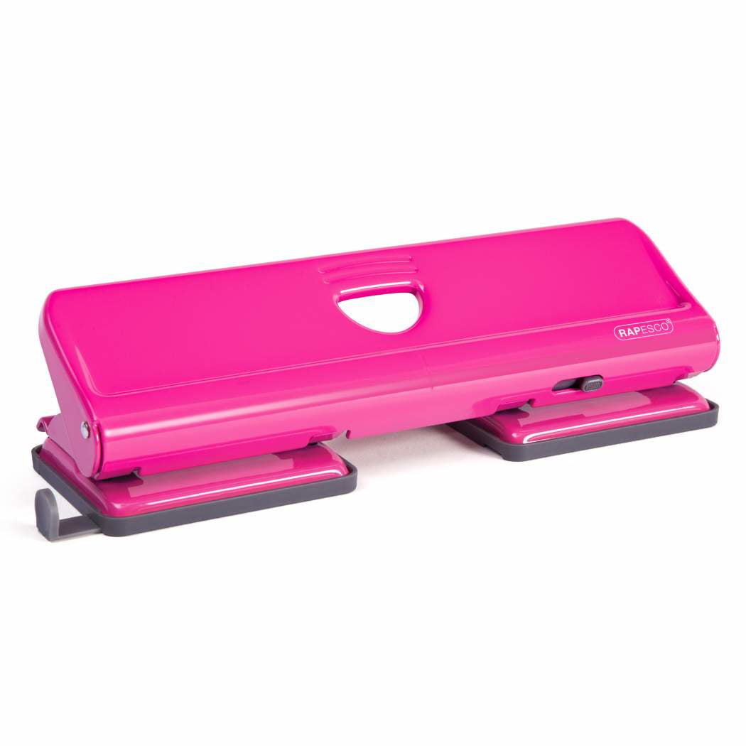 Rapesco Doppellocher 720 – 4-Loch, Lochabstand 80×80 mm, 20 Blatt – Rosa