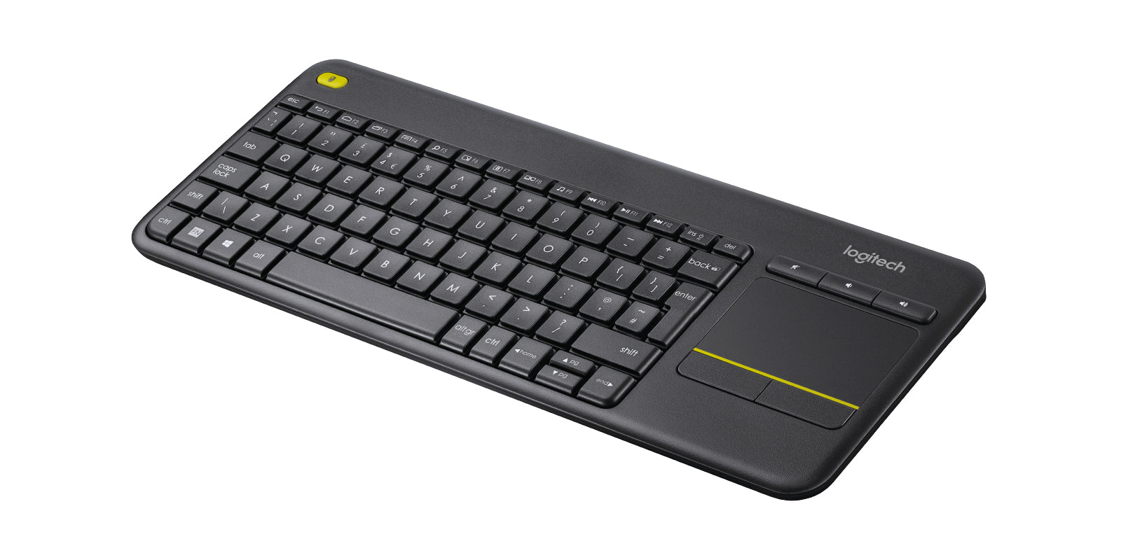 Logitech K400 Plus – Tastatur (Mini) – 2,4 GHz USB-A (Unifying-Empfänger) – QWERTY (Nordisch) – Schwarz – mit Touchpad