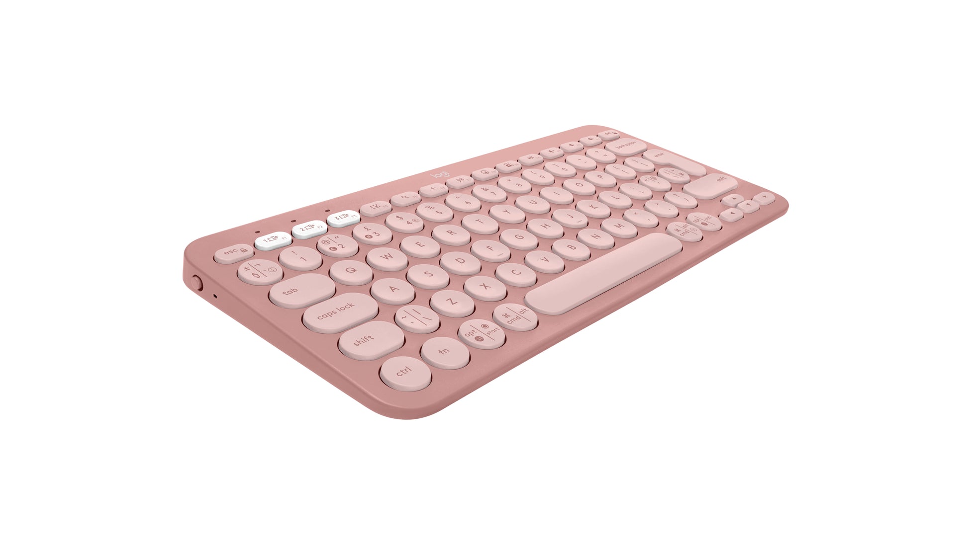 Logitech Pebble Keys 2 K380s – Mini Tastatur – Scherenmechanik – Bluetooth – QWERTY (UK‑INT) – Ohne Ziffernblock – Rose