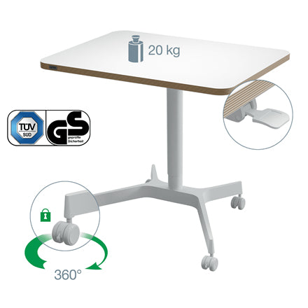 Leitz Ergo Sitz-Stehtisch – 75 cm, Weiss, 60 cm