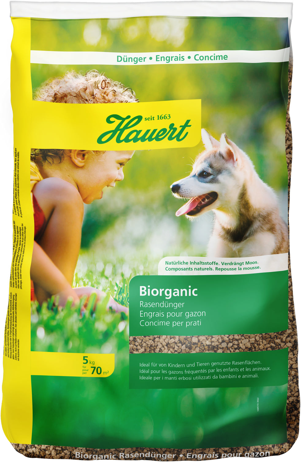 Hauert Einzelnährstoffdünger, Granulat, organisch – für Rasen – 5 kg, 1 Tasche