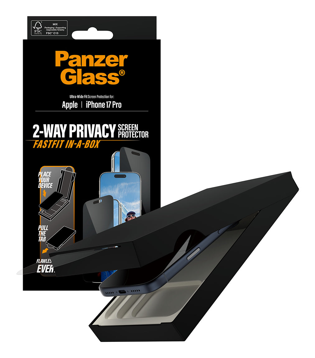 PanzerGlass Privacy Displayschutzfolie – für Apple iPhone 17 Pro – kratzfest