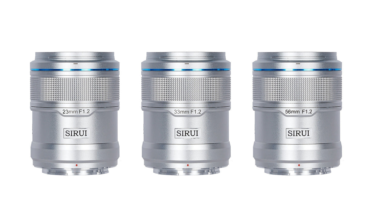 Sirui Sniper 23/33/56 mm f/1.2 S Objektiv-Set – APS-C, AF – für Nikon Z – 58 mm Filter, Silber