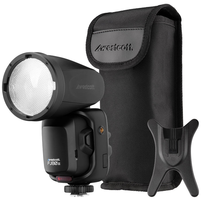 Westcott FJ80 II M Aufsteckblitz – 80 Ws, Leitzahl 32 – für Canon, Fujifilm, Lumix u. a. – Schwarz