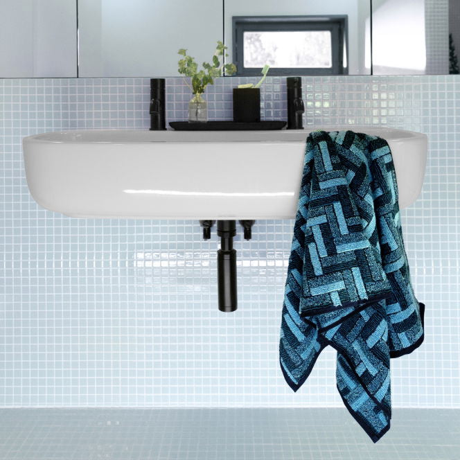 Möve Duschtuch Tide Tiles – 67 × 140 cm, Dunkelblau, 100% Baumwolle, 520 g/m²