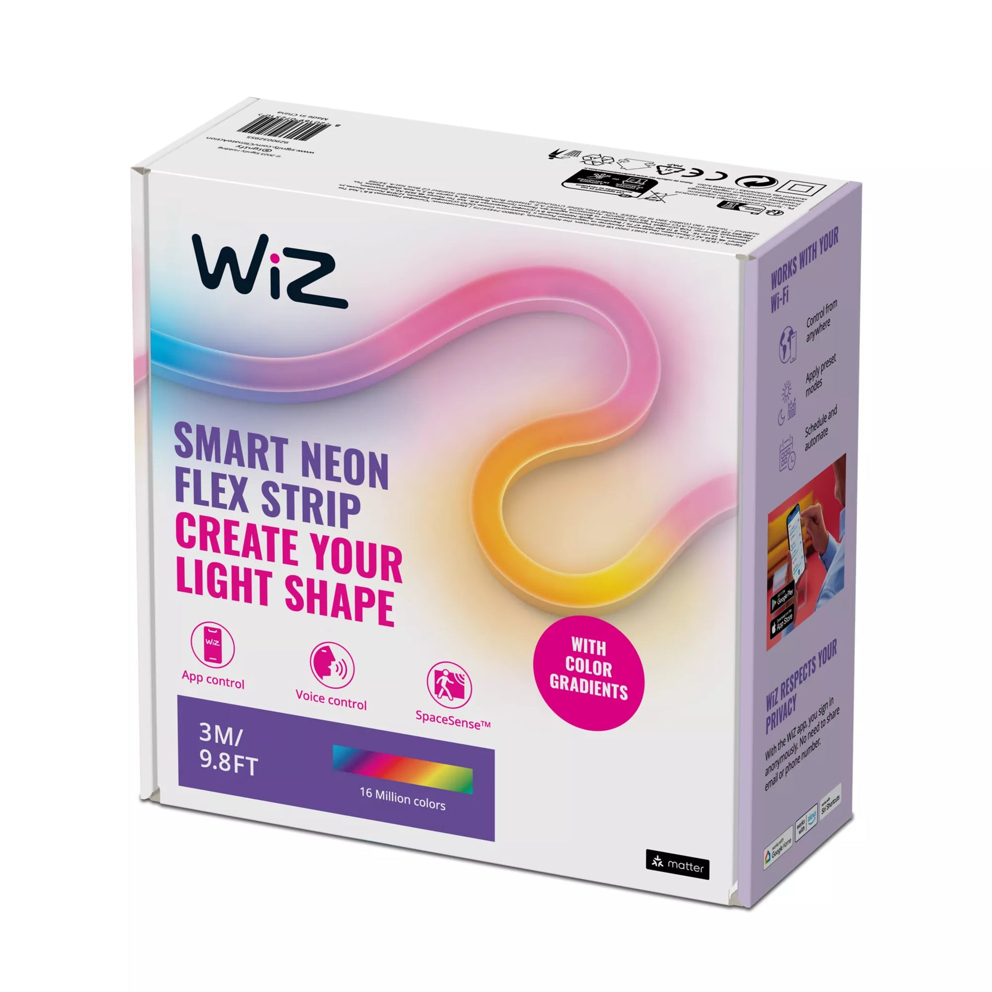 WiZ LED-Leuchtstreifen – WLAN & dimmbar, 2'700–5'000 K, mehrfarbig & weiss einstellbar – 3 m