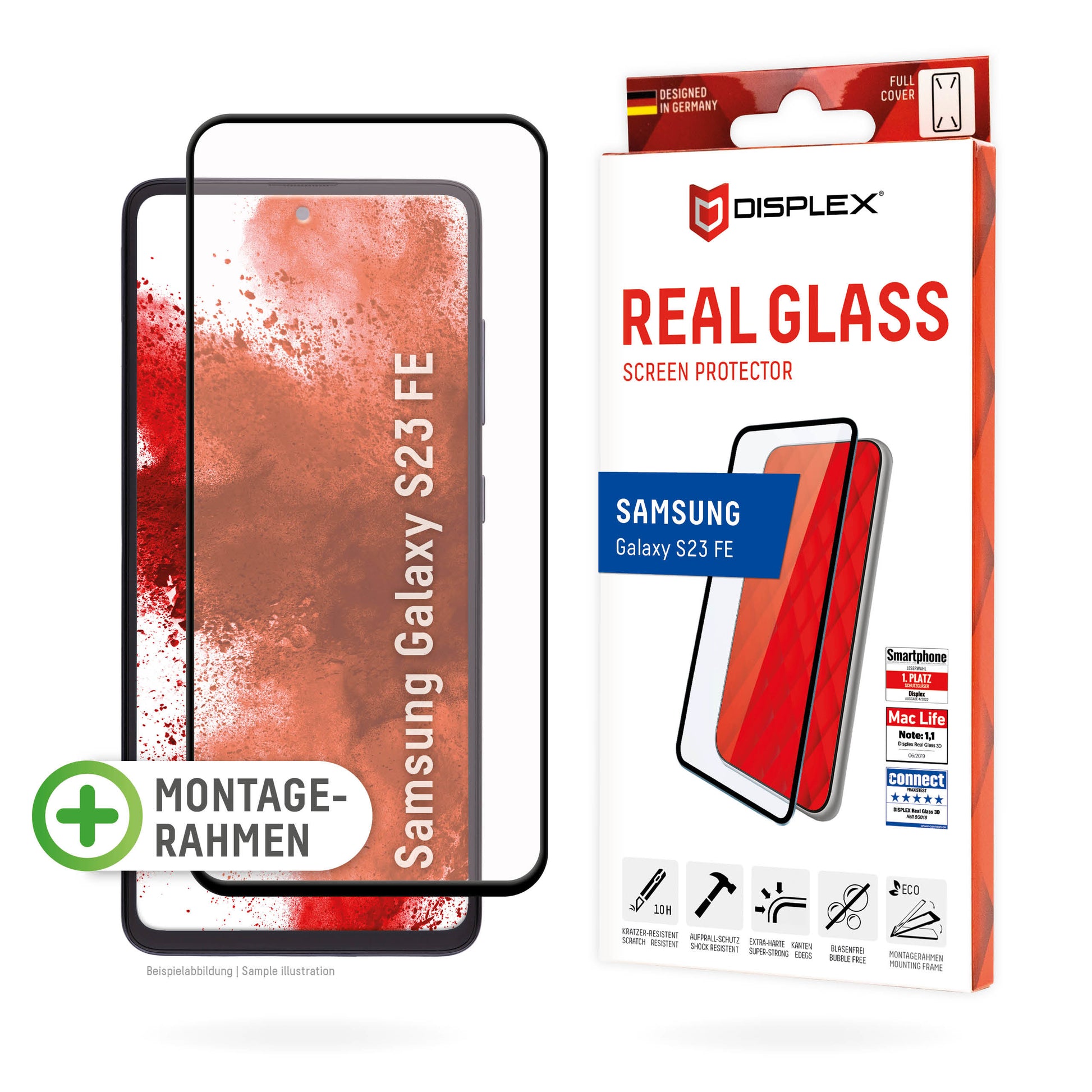 E.V.I. Displayschutz (Panzerglas), Full Cover – für Galaxy S23 FE – mit Applikator