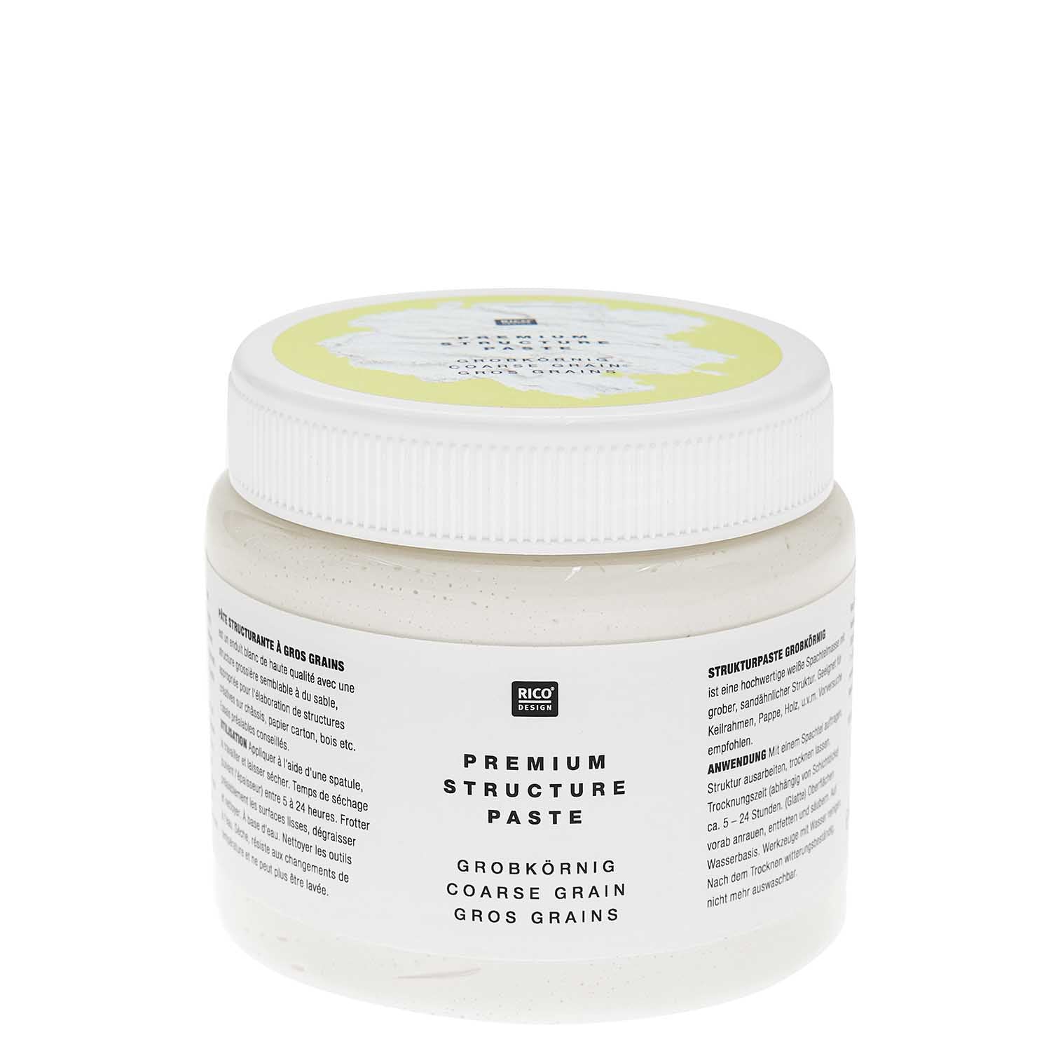 Rico Design Rico ART Premium Strukturpaste – Weiss, grobkörnig, 3D-Effekt – 500 ml