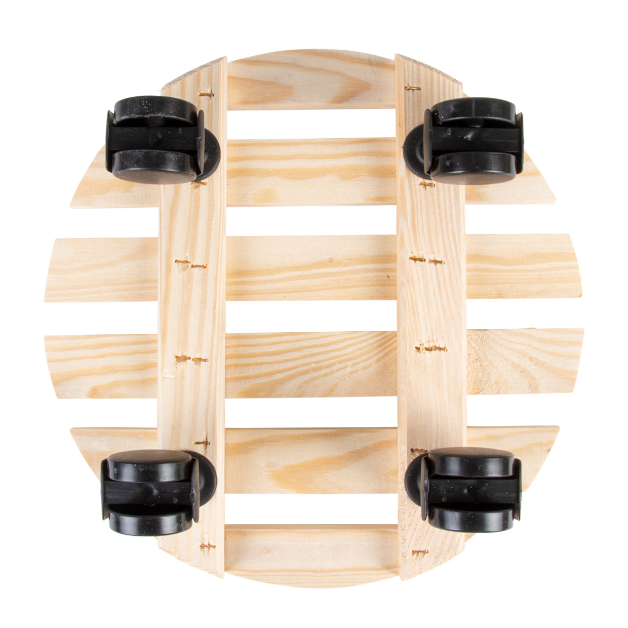 Esschert Design Blumenkübeluntersetzer – Kiefernholz/Polyamid/Polypropylen – Schwarz/Natur – 4 Rollen – Ø 287