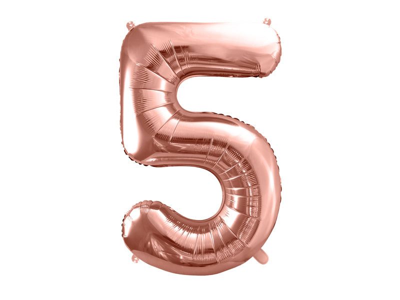 PartyDeco Folienballon Zahl 5 – Roségold – 86 cm – Folie – 1 Stk