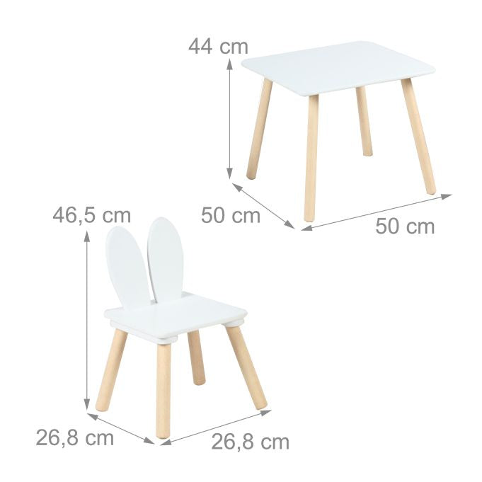 Relaxdays Bistro-Set – Weiss, Hellbraun – MDF-Platten – Tisch 50 × 50 × 44 cm – Für den Innenbereich