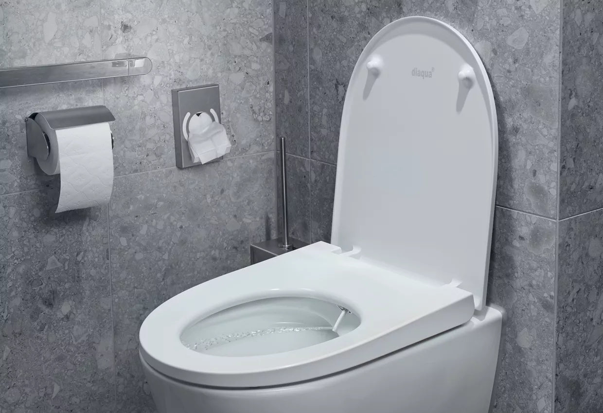 Diaqua Toilettensitz – Duroplast, weiss, verlängert, mit Deckel, Soft-Close, 42–48,3 × 37 cm