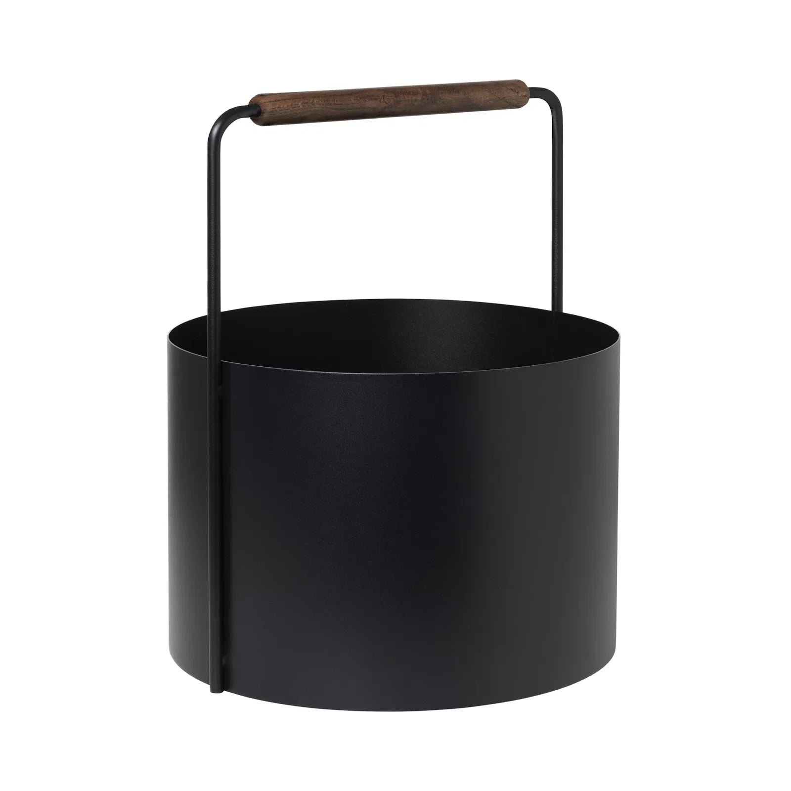 Blomus Aufbewahrungskorb – Stahl/Eiche – Schwarz/Braun – mit Griffen, FSC 100% – 350 × 452 × 350 mm