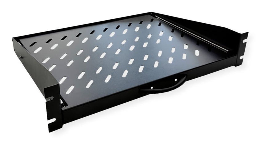 VALUE Rack-Regalboden 19" – 2U – 483 × 350 × 88 mm – 30 kg – Schwarz – Stahl – 1 Stk.