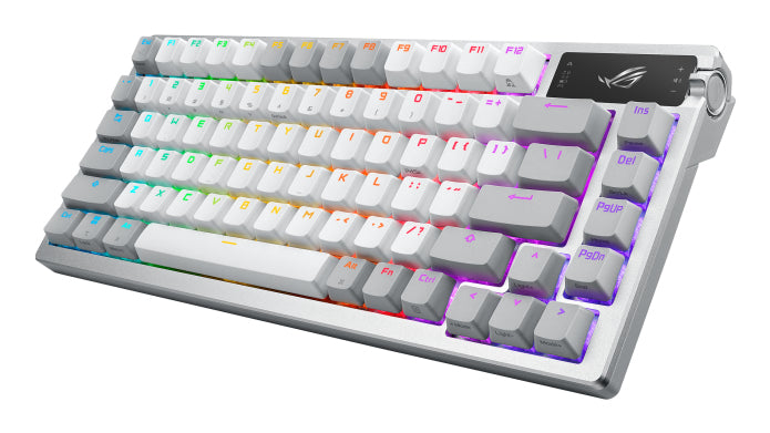 ASUS ROG Azoth – Gaming-Tastatur 75% – Mechanisch – USB, Bluetooth & 2,4 GHz – RGB – Ohne Ziffernblock – Weiss