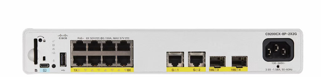 Cisco Catalyst C9200CX-8P-2X2G-E – Verwalteter L2/L3 Switch – 8× 1G, 2× SFP, PoE, 19", 1U