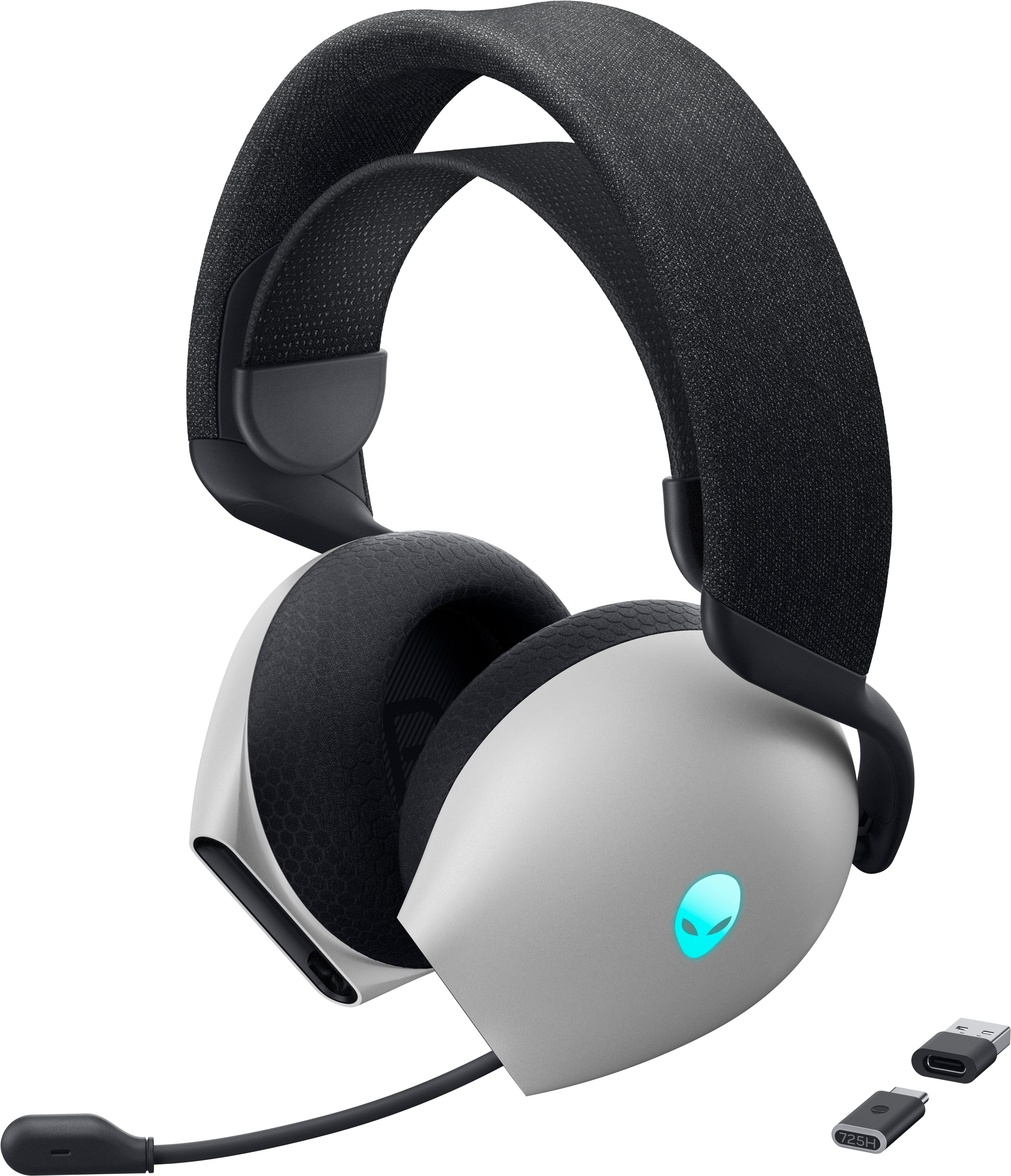 Alienware AW725H Gaming-Headset – Over-Ear, Stereo, Kabel + BT, ANC, mit USB-C-Dongle, Schwarz