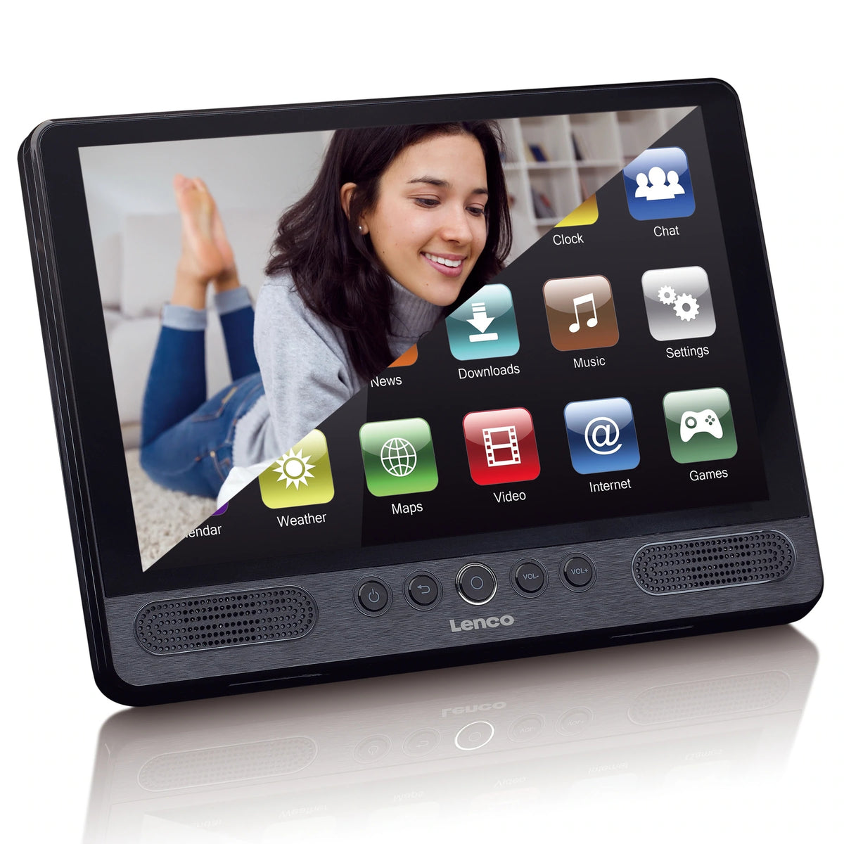 Lenco TDV-1001 – 10" Portabler DVD-Player, Android, Schwarz
