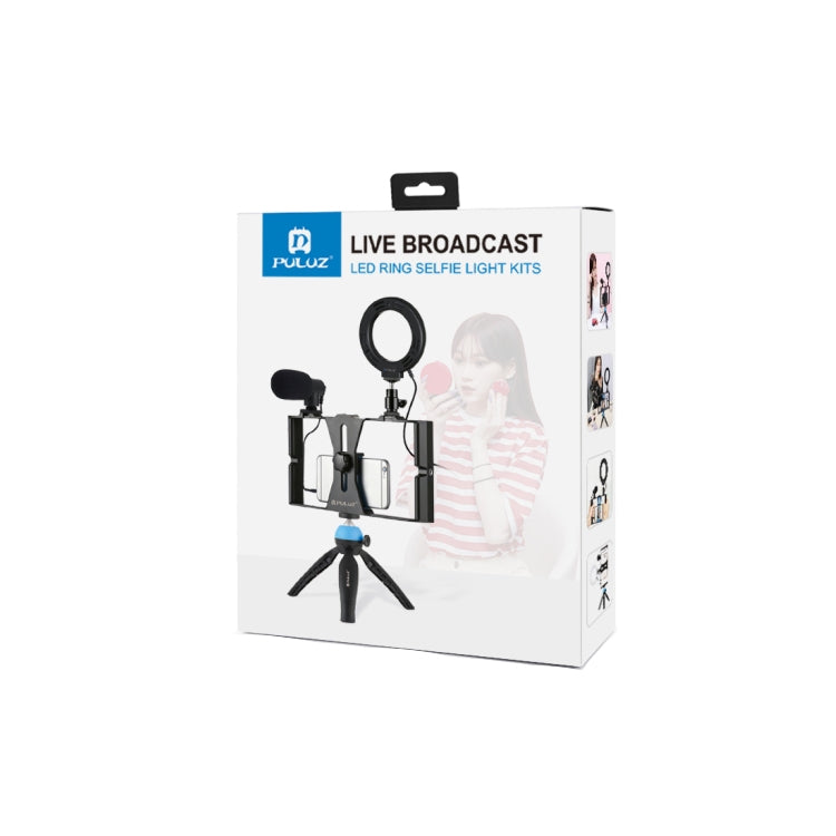 Puluz PKT3025L Vlogging-Set – Ringlicht 40 LEDs, dimmbar, 3200–6500 K – Mikrofon – für Smartphone
