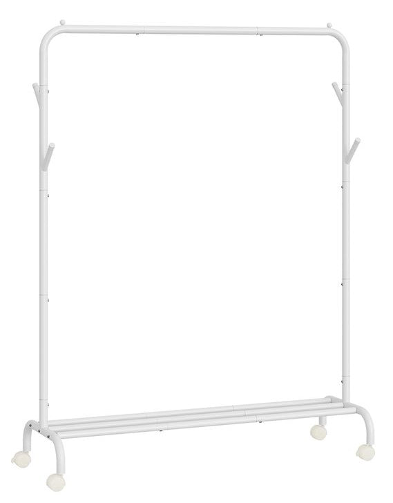 Songmics HSR131W01 Garderobenständer (4 Haken, mit Rollen) – Stahl – Weiss – 1'550 mm