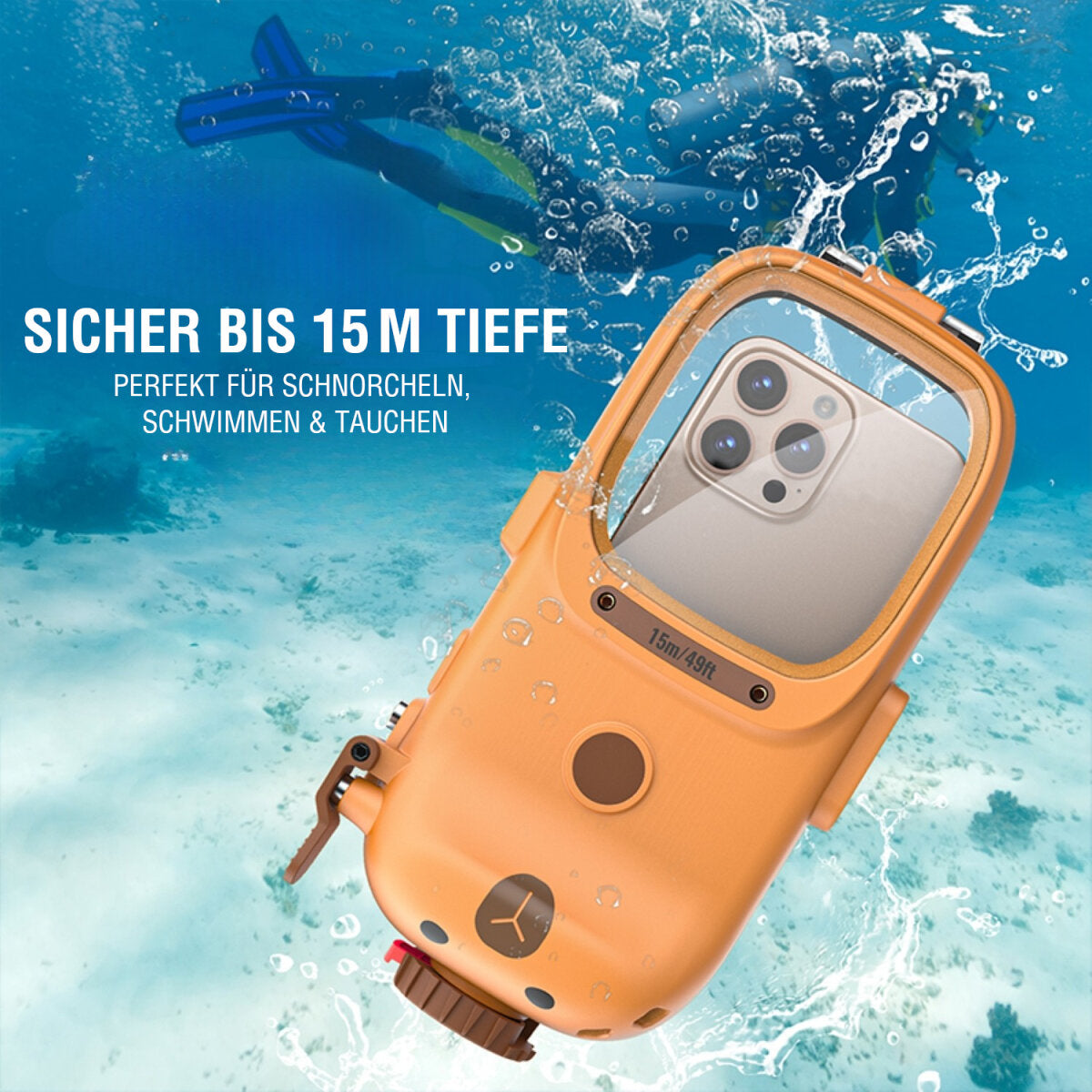 4smarts Wasserdichte Smartphone-Tasche – für Smartphones – Orange – Kunststoff – wasserdicht (15 ATM)