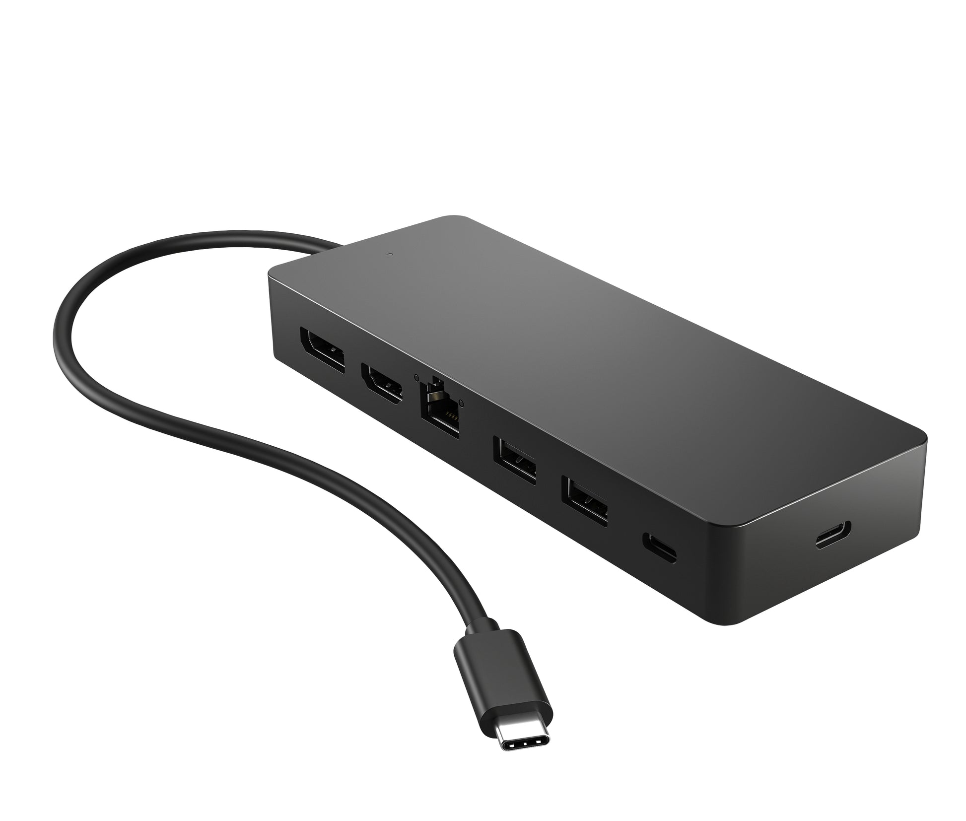 HP Multiport-Adapter – USB-C, 1× DP, 1× HDMI, 2× USB-A, 2× USB-C, 90 W PD, GbE, für Windows/Mac