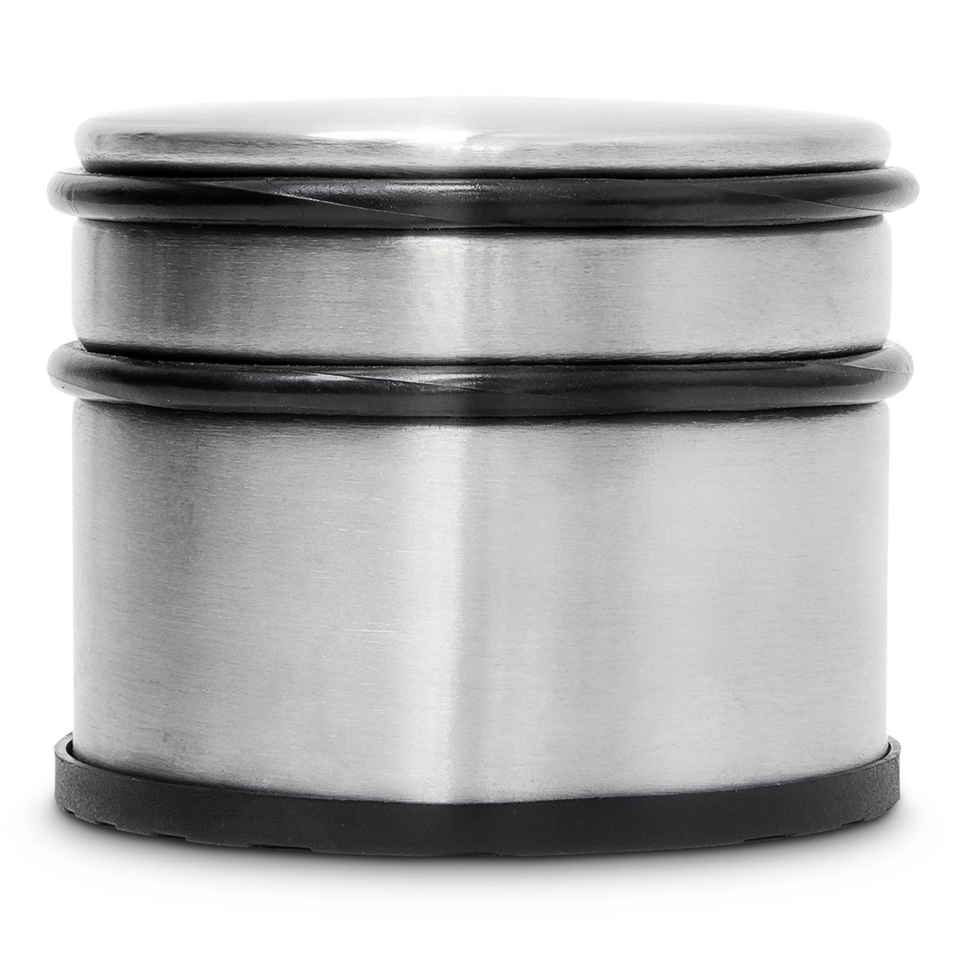 Relaxdays Türstopper – Gummi/Edelstahl – Schwarz/Silber – Ø 95 × H 75 mm