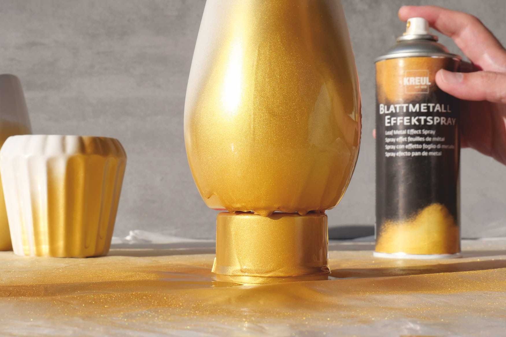 KREUL Blattmetall Effekt-Spray Farbspray – Gold, Blattmetall-Effekt – 400 ml – für Holz, Metall, Glas