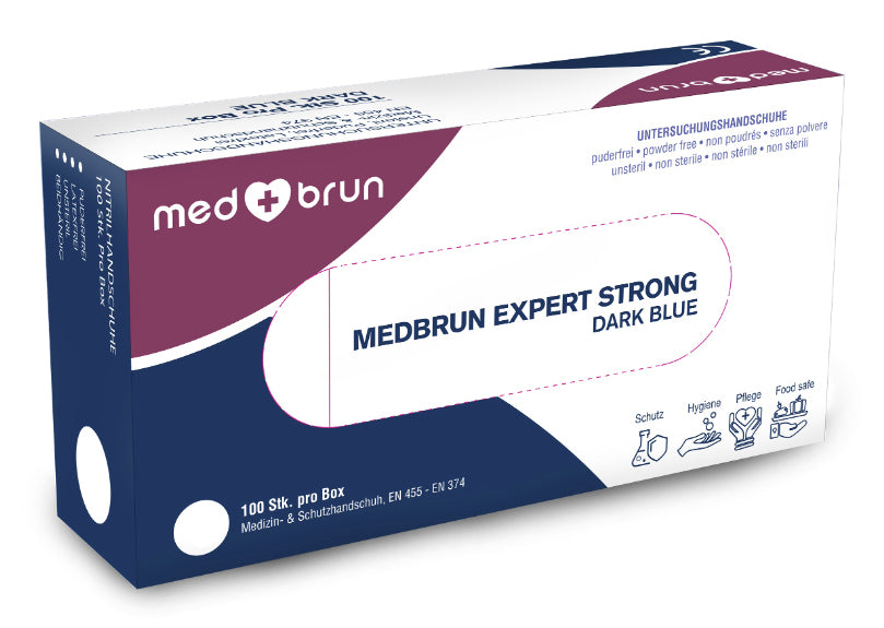 MedBrun Einweghandschuhe Nitril – XL, 50 Paar – Blau, CE, puderfrei