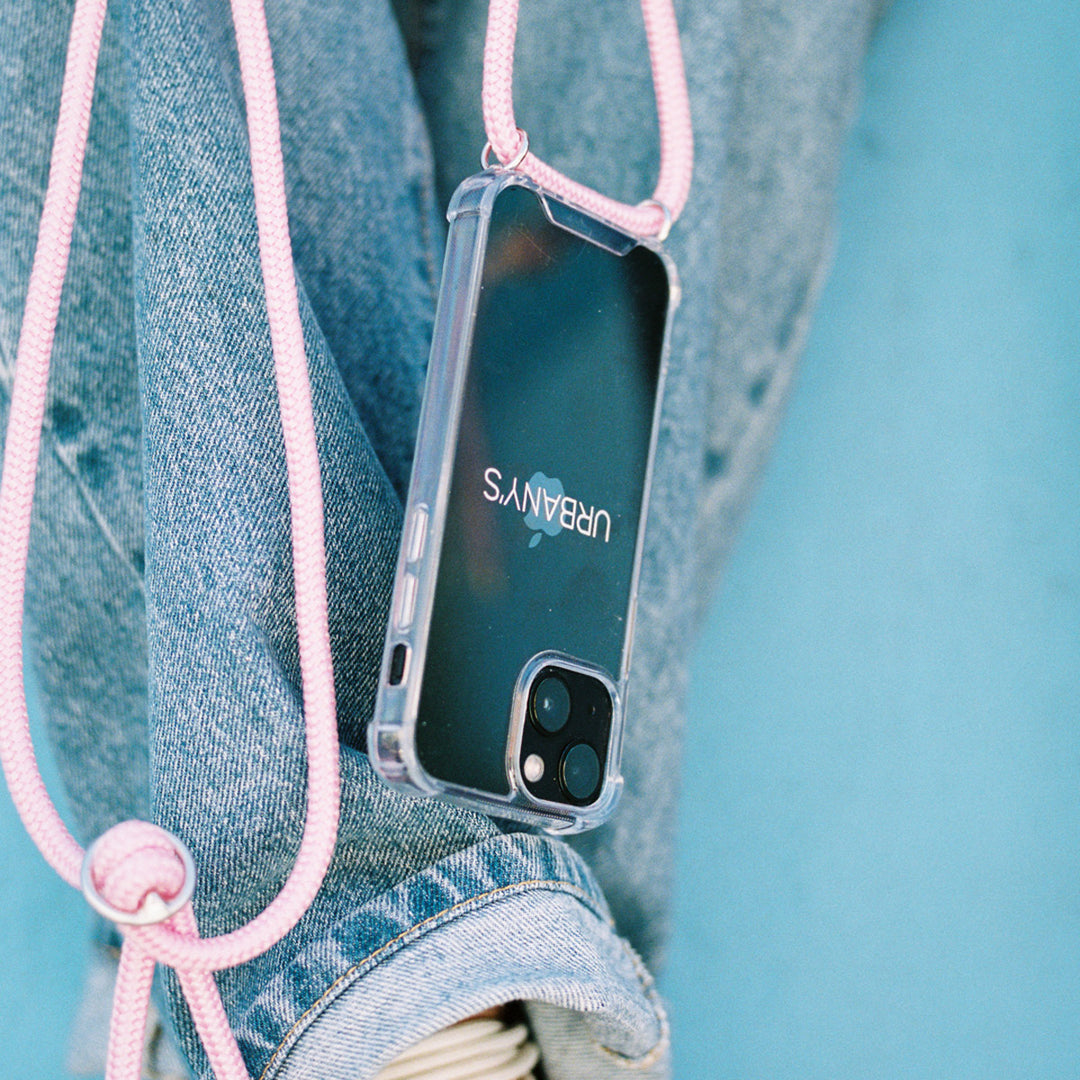 Urbany's Necklace-Hülle – für Apple iPhone 17 Pro – silber/rosa
