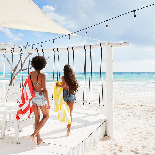 Dock & Bay Badetuch CABANA – 90×160 cm, Polyester/Polyamid, Gelb, Weiss