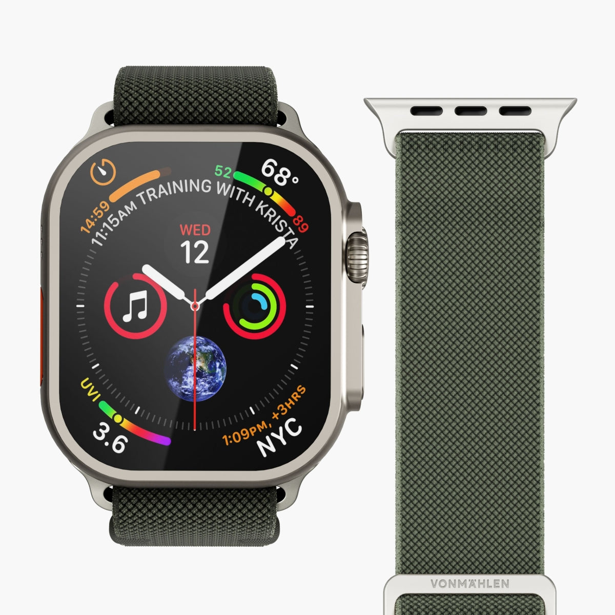 Vonmählen Classic Nylon Loop – Nylon Loop, Olive, für Apple Watch