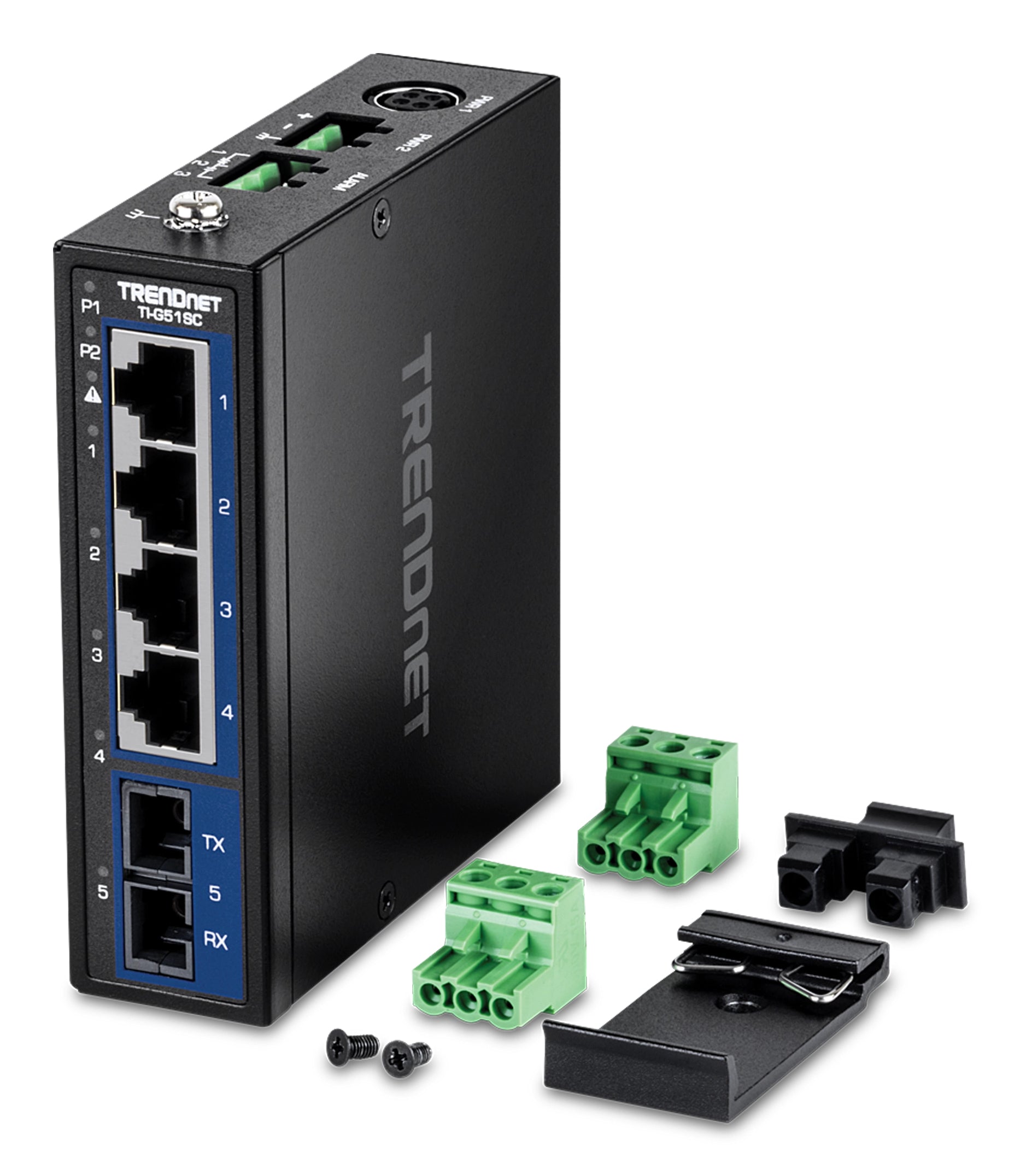 TRENDnet TI-G51SC – Unmanaged Switch – 4× 1G, 1× MM SC-Port, DIN-Rail