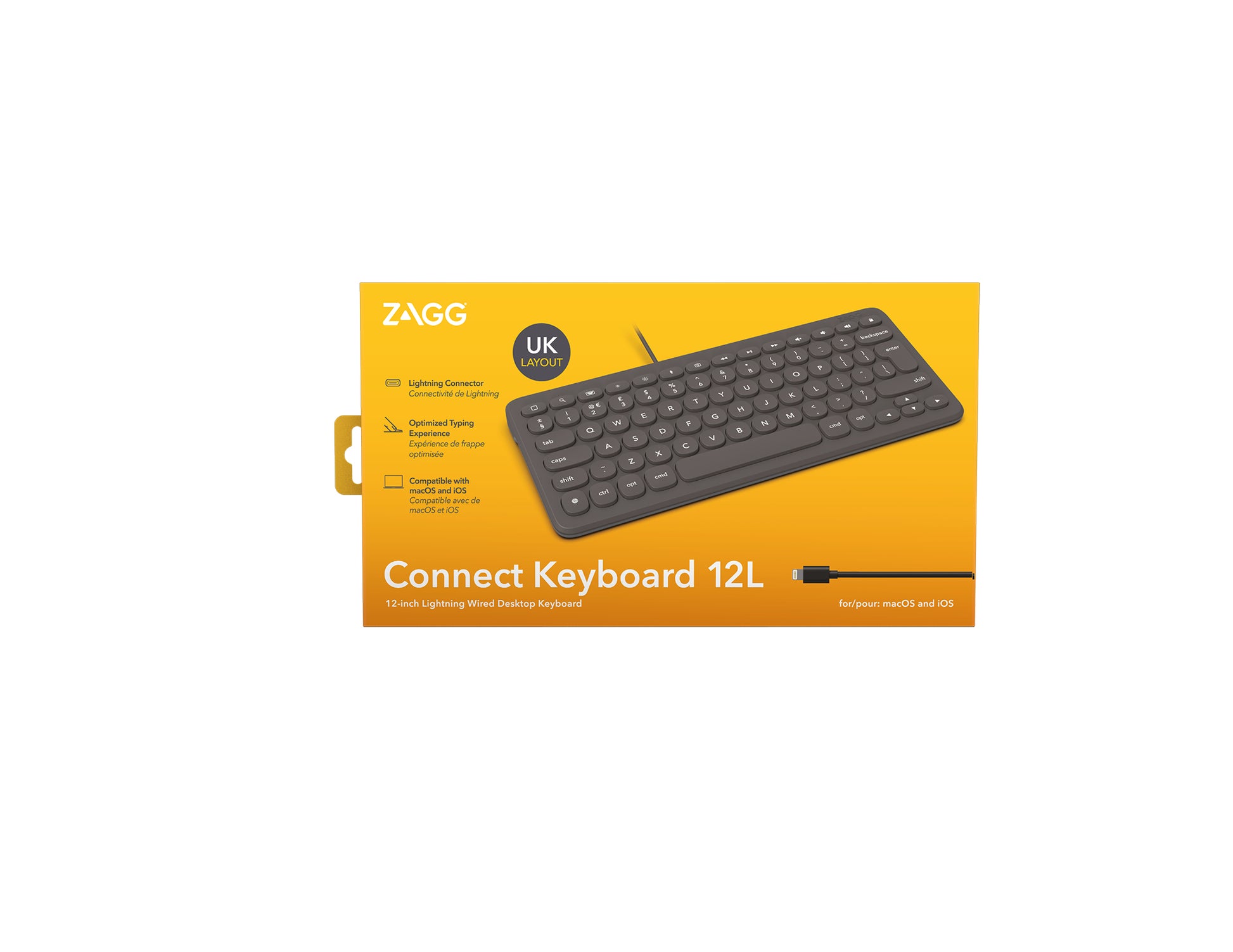ZAGG Connect Tastatur – Kabelgebundene Tastatur (Lightning), UK-Layout (EN), Dunkelgrau