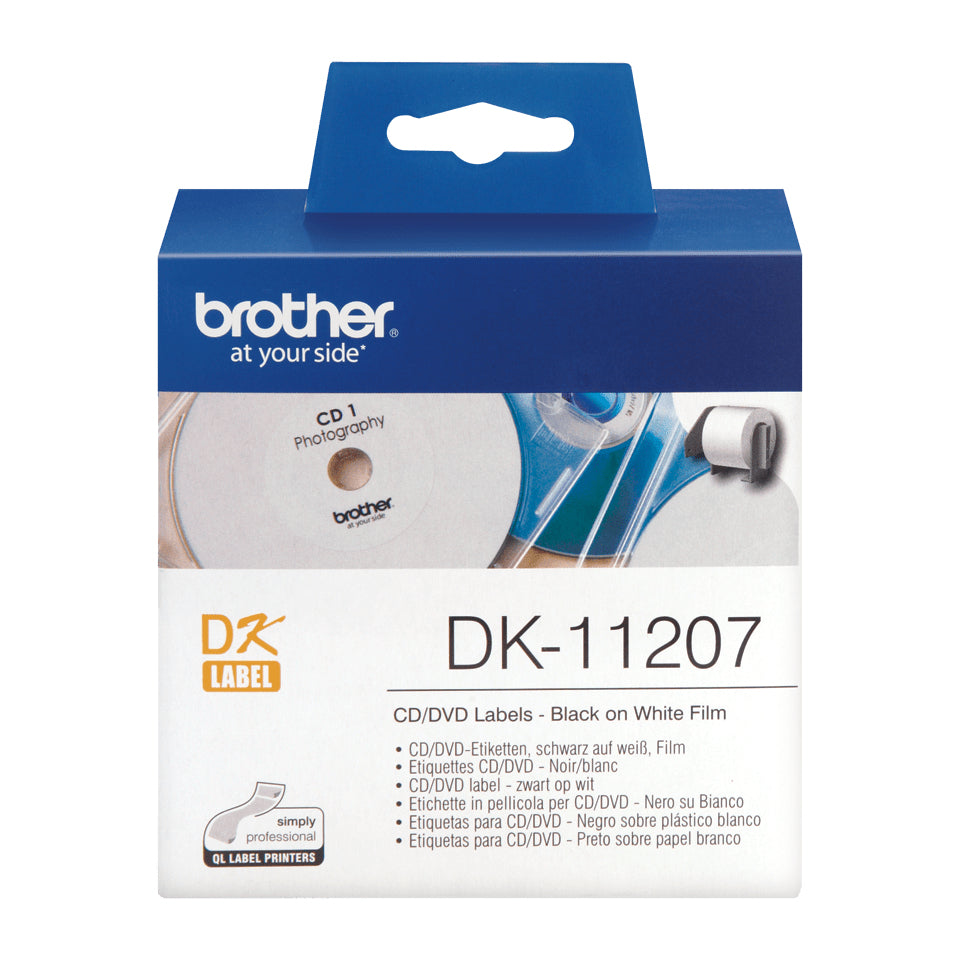 Brother CD/DVD-Etiketten, Ø 58 mm, weiss, Kunststoff, permanent, 100 Etiketten