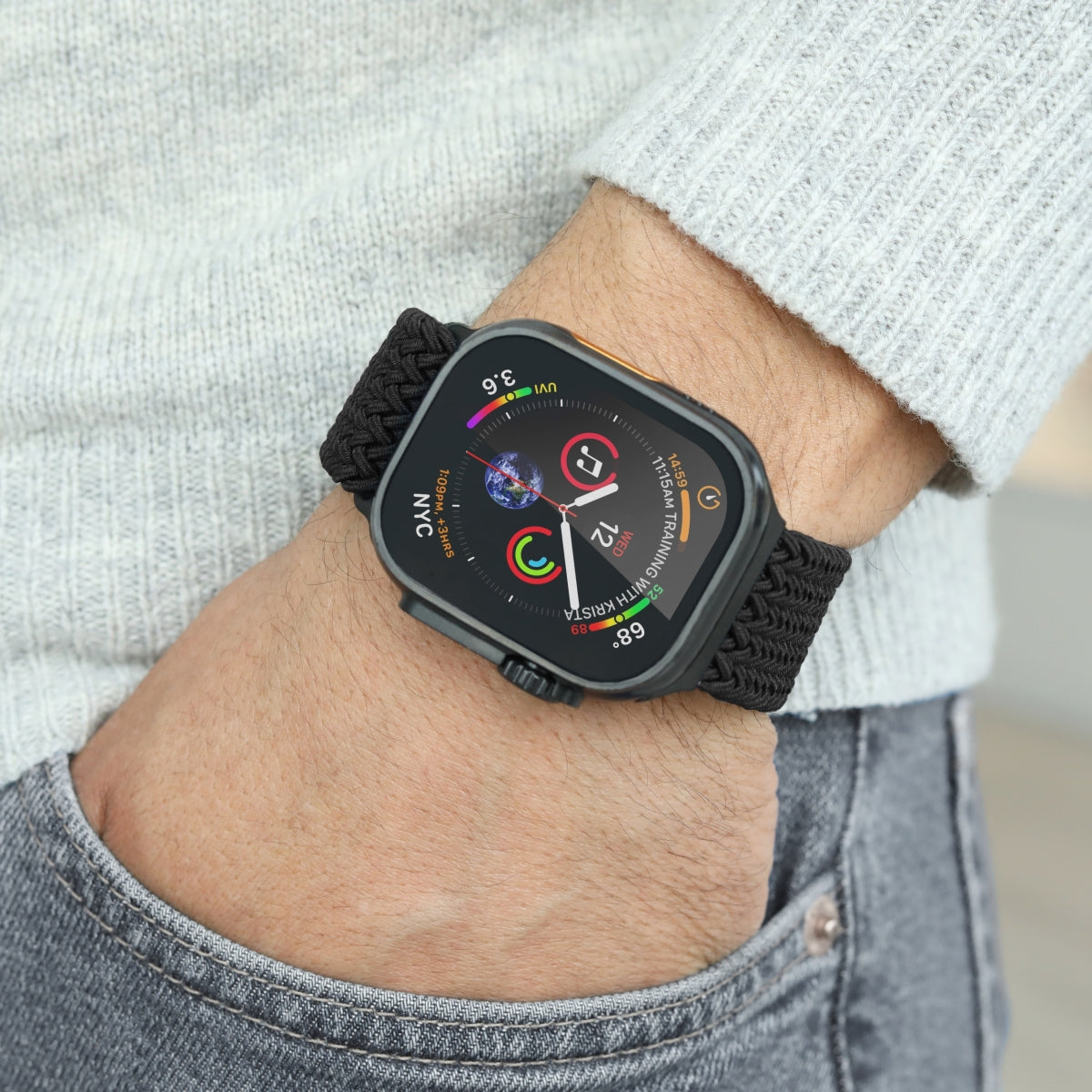 Vonmählen Woven Loop – Armband – für Apple Watch 40 mm, 41 mm, 42 mm, All Black, One Size, Nylon