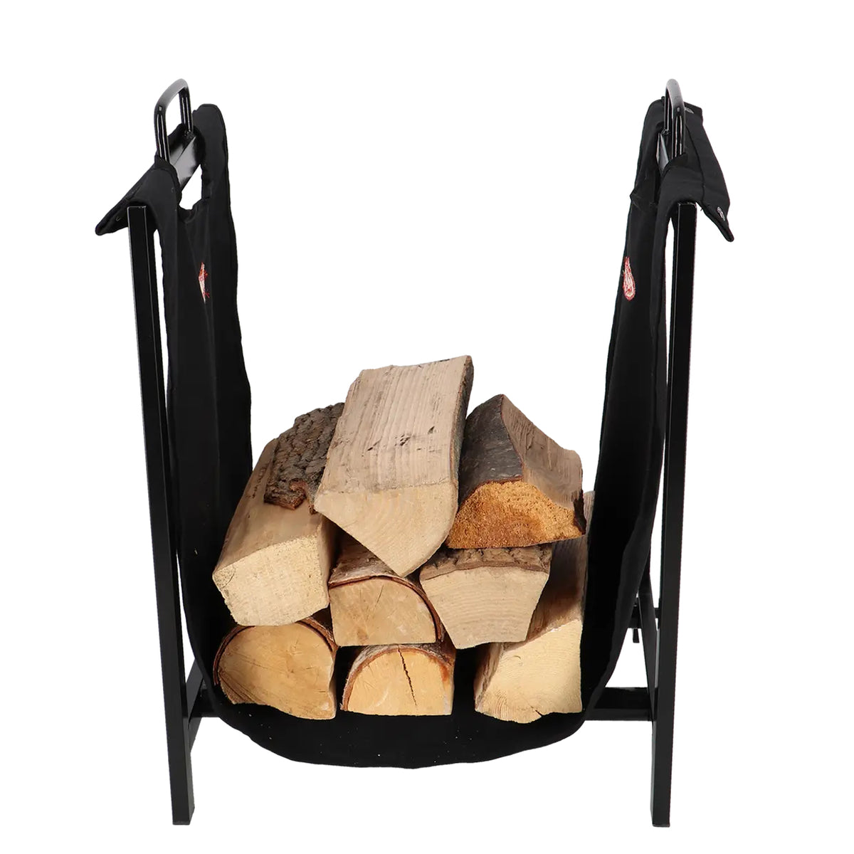 Esschert Design FF575 Aufbewahrungskorb – Stahl/Canvas – Schwarz – für Brennholz-Kamin – 380 × 610 × 380 mm