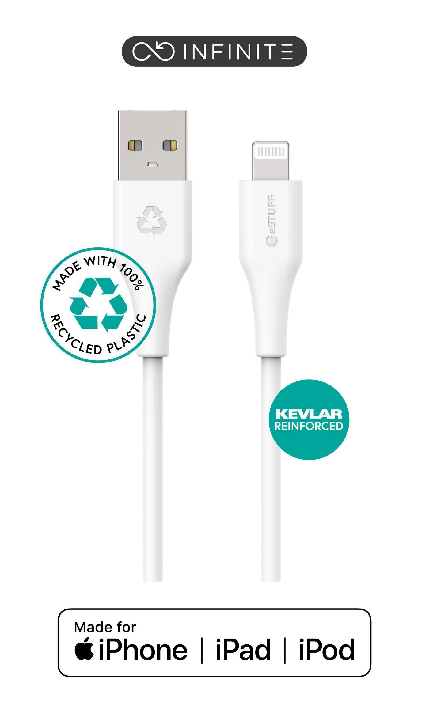 eSTUFF Daten- & Ladekabel – Lightning auf USB-A 2 m, MFi-zertifiziert – für iPhone/iPad