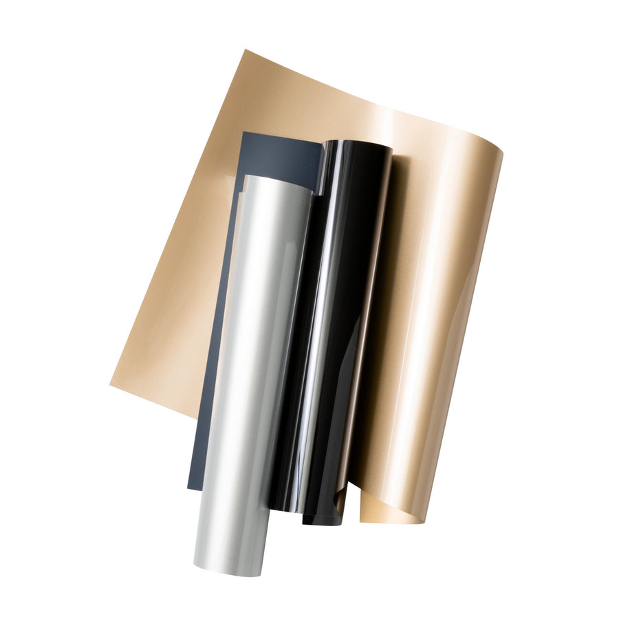 Cricut Aufbügelfolie – 3 Stück – Schwarz, Gold, Silber – 241×305 mm – für Cricut Joy Xtra