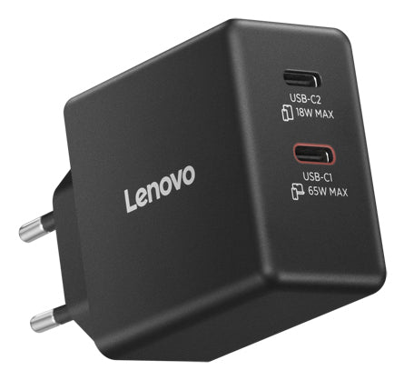 Lenovo G0A6065BEU USB-Ladegerät 65 W – USB-C×2 (45 W + 18 W) – Schwarz, 1,5 m Kabel