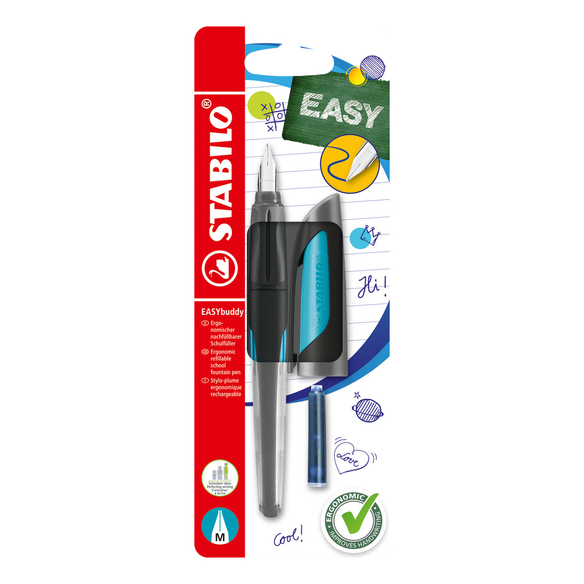 STABILO EASYbuddy – schwarz/blau – Patronen