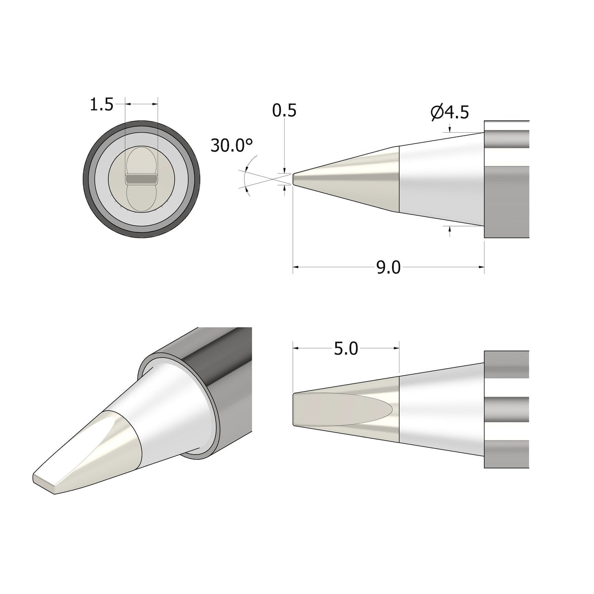 iFixit Power Series Lötspitze 1,5 mm – 100 W – 1 Stk – für FixHub Smart Lötgerät