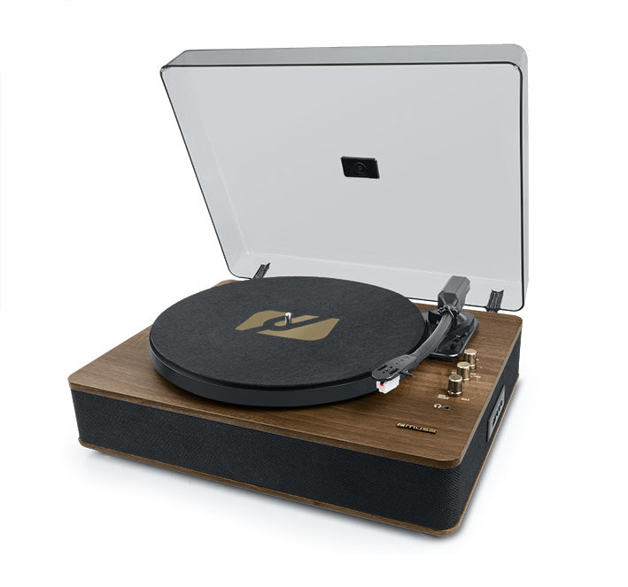 Muse MT-106 BT – Plattenspieler (Riemenantrieb, automatisch), Phono-Vorverstärker, 33⅓/45/78 U/min – Braun/Schwarz