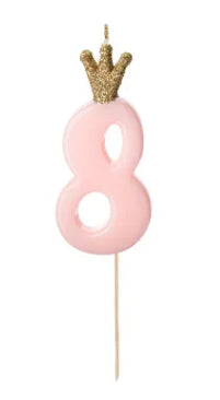 PartyDeco Geburtstagskerzen Zahl 8 – Rosa – 9,5 cm – 1 Stück